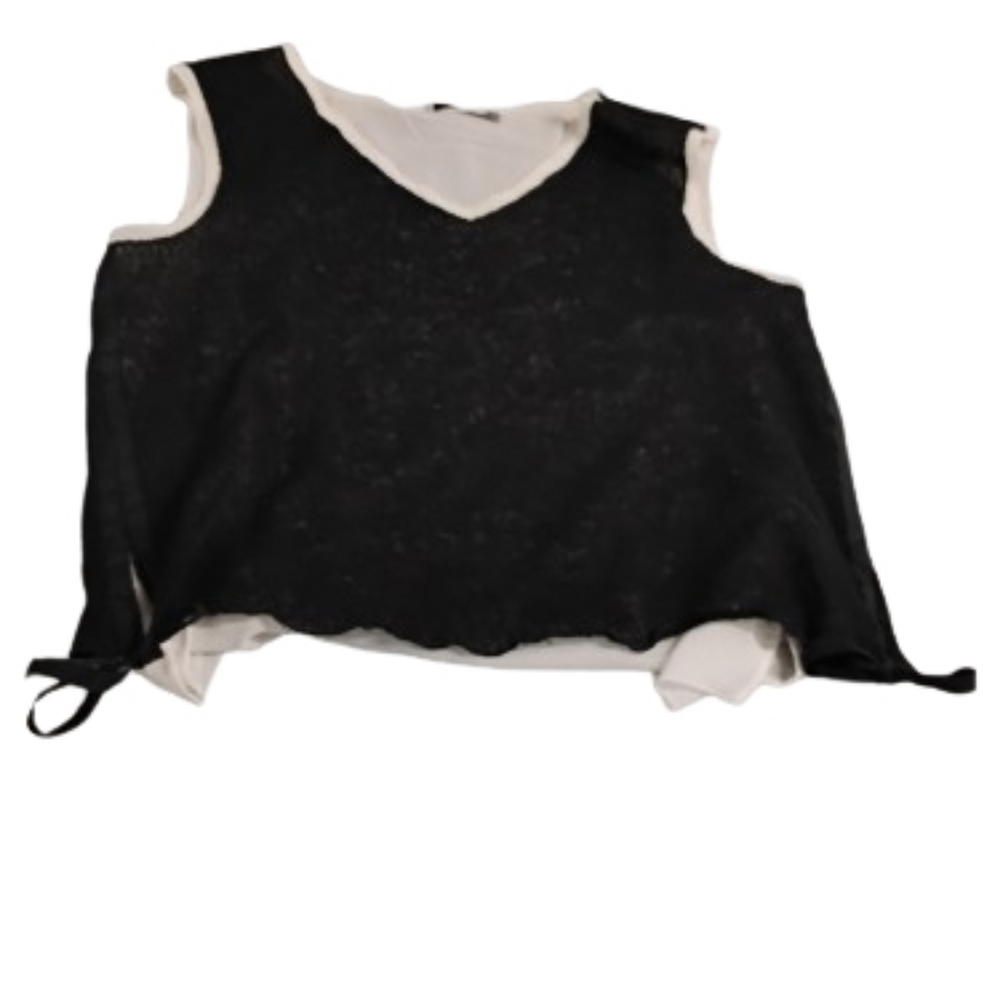 Maude Vivant Faux Layered Knit Sleeveless Blouse Top Sz L